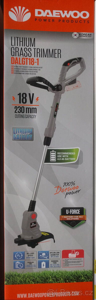 Aku strunová sekačka Daewoo DALGT18 18V+AKU 4.0 Ah+nabíječka - 2