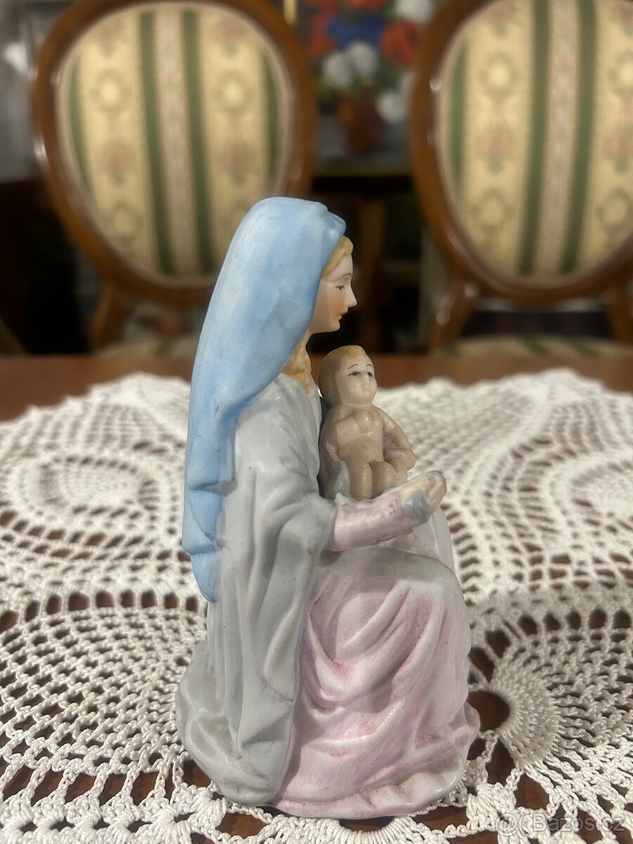 Porcelánová soška Panny Marie s Ježíškem (14 cm) - 2