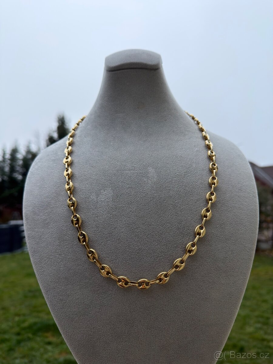 Zlaty řetěz 29.9G 65cm - vzor kávové zrno,585 14k Nový zlato - 2