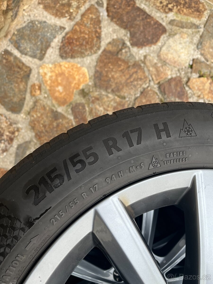 Alu kola Volkswagen 17" + zimní pneu Continental 215/55 R17 - 2