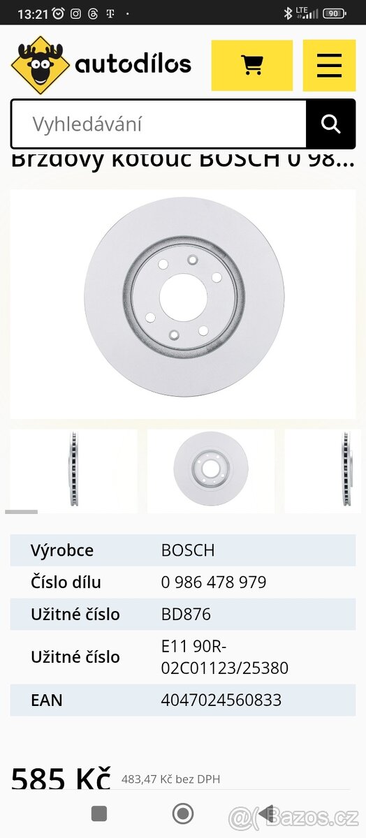 Brzdové kotouče Bosch pro Peugeot/Citroen - 2