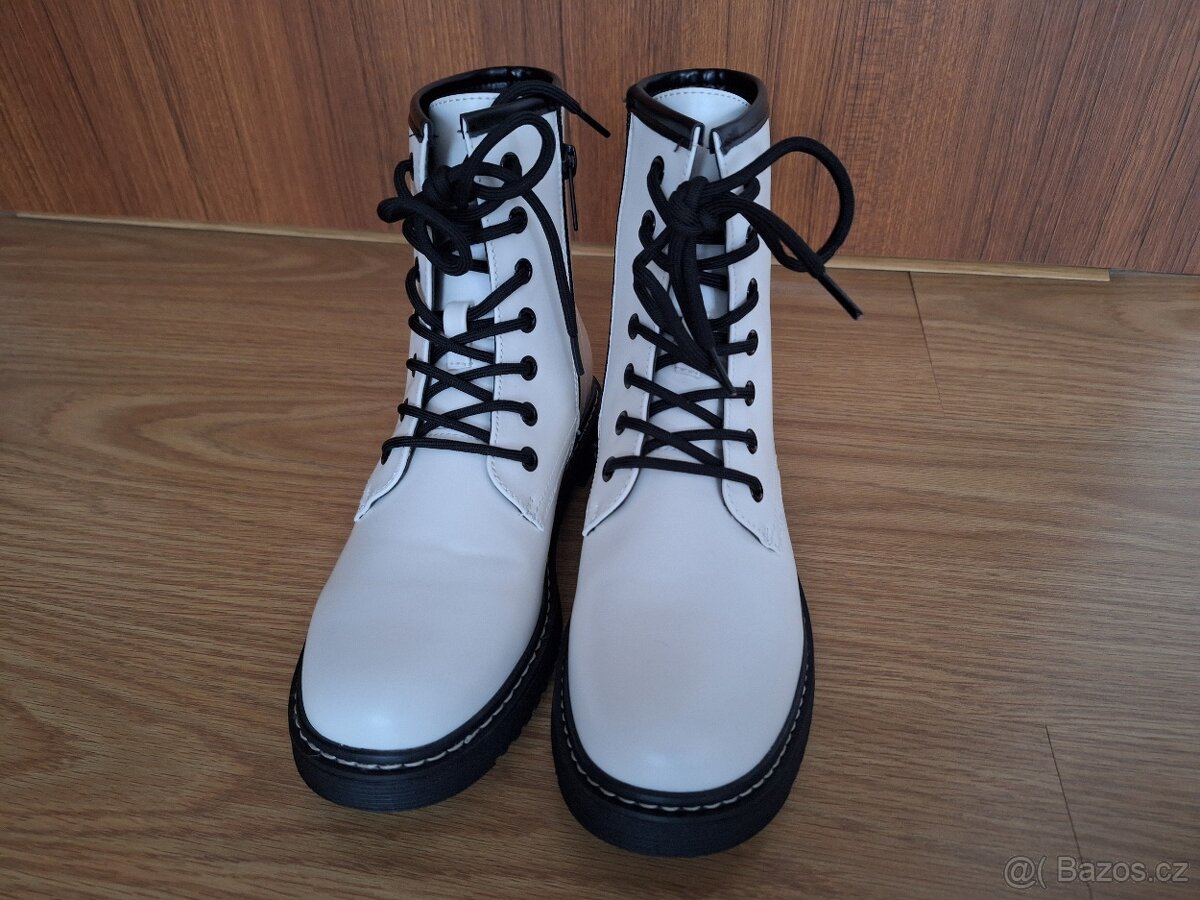 Dámská šněrovací vyšší obuv bílá, 37, NOVÁ - 2