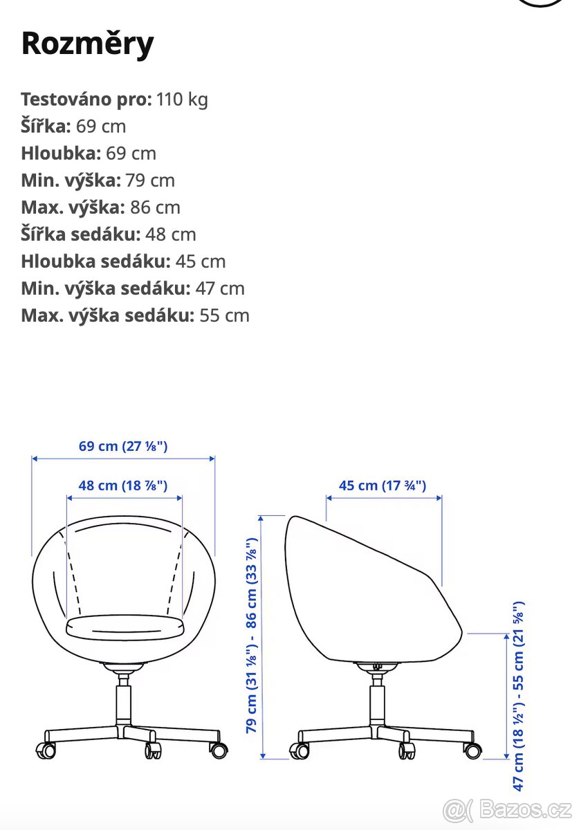 SKRUVSTA - Otočná židle na kolečkách - 2