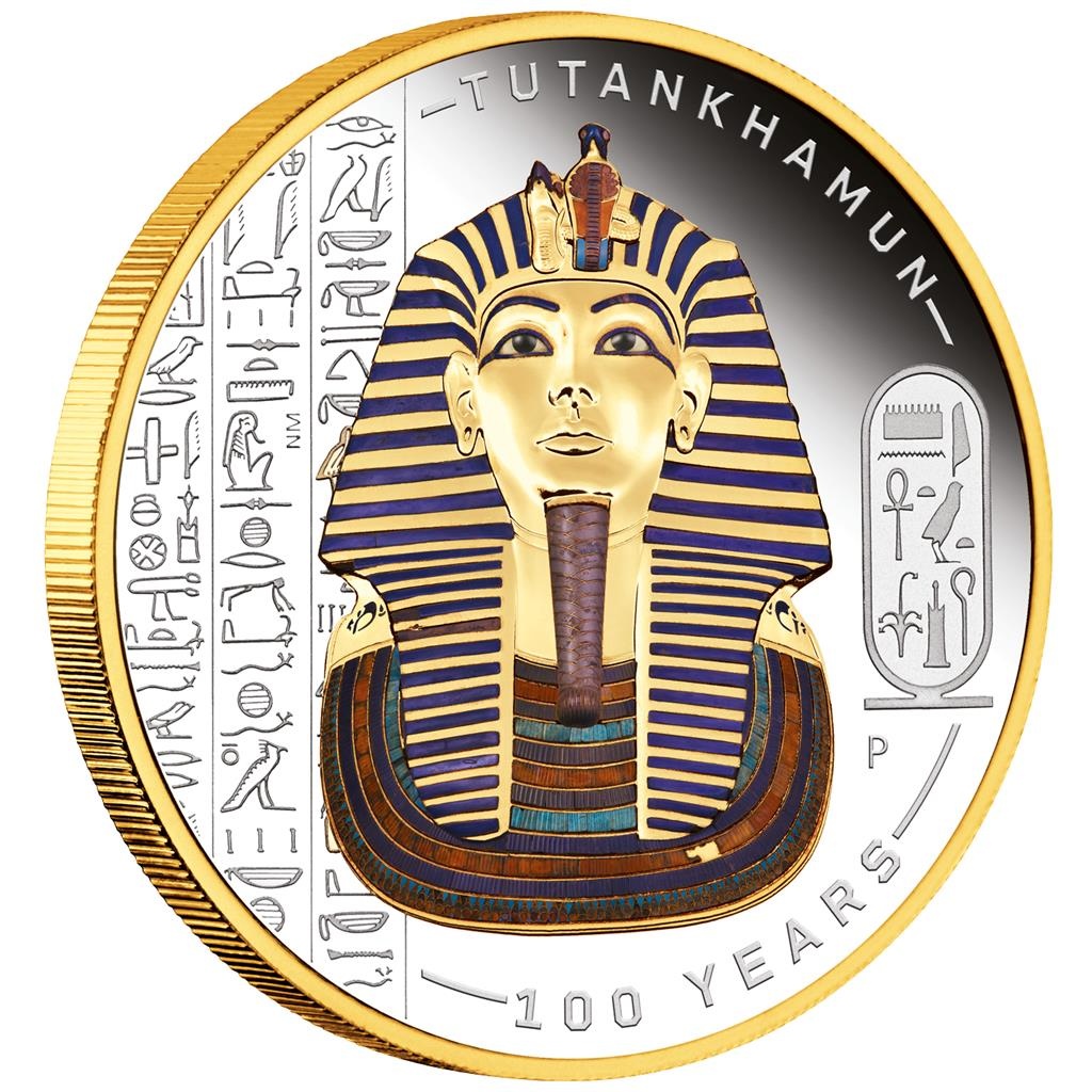 2 Oz stříbrná mince TUTANCHAMON 100.výročí objevení, zlacené - 2