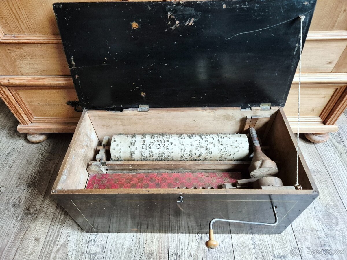 Velký starožitný žebrácký jazýčkový flašinet, 19 st. - 2