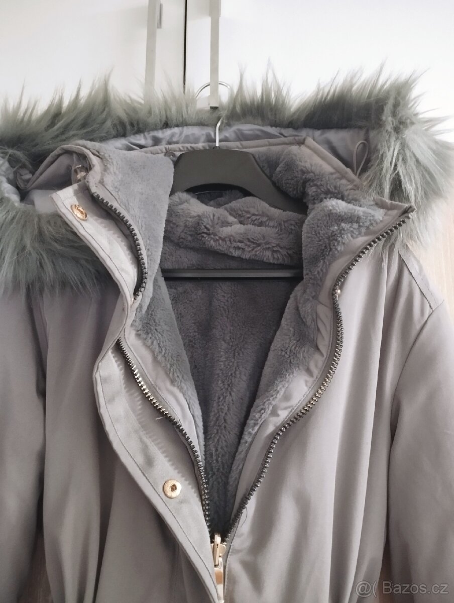 Šedá oboustranná zateplená parka - 2