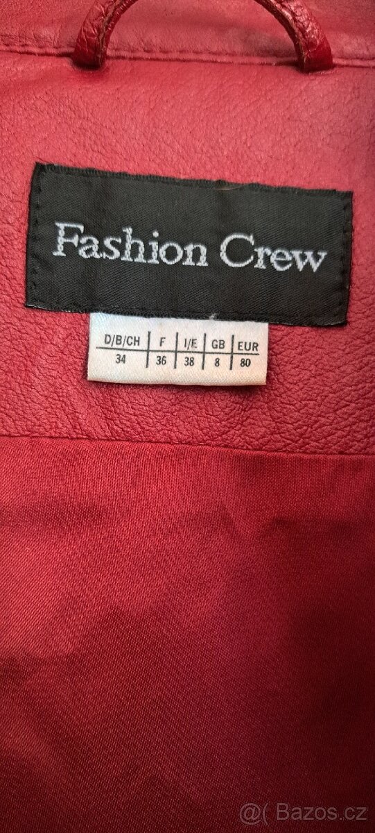 Červená - vínová kožená bunda - 2