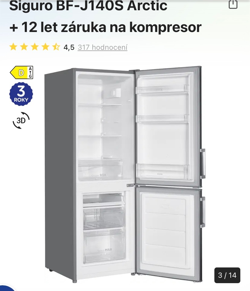 Lednice s mrazákem Siguro BF-J140S Arctic - 2