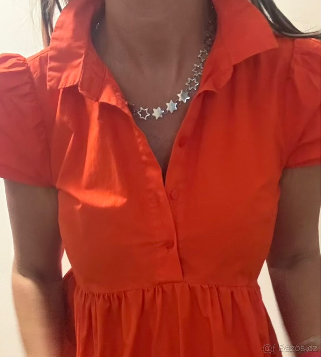 Ohnivé plátěné šaty - XS/S/M - 2