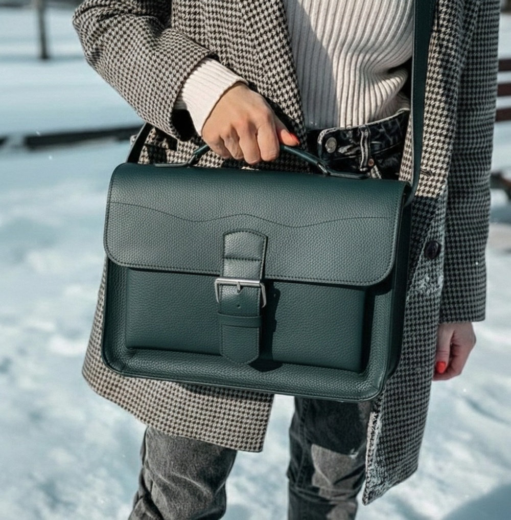 Kožená taška - tmavě zelená - NOVÁ - 2