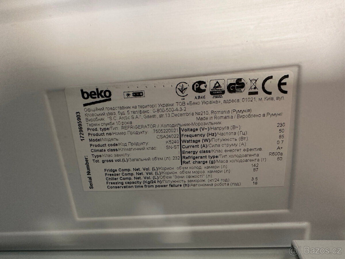 Náhradní díly lednice a mrazničky Beko - 2