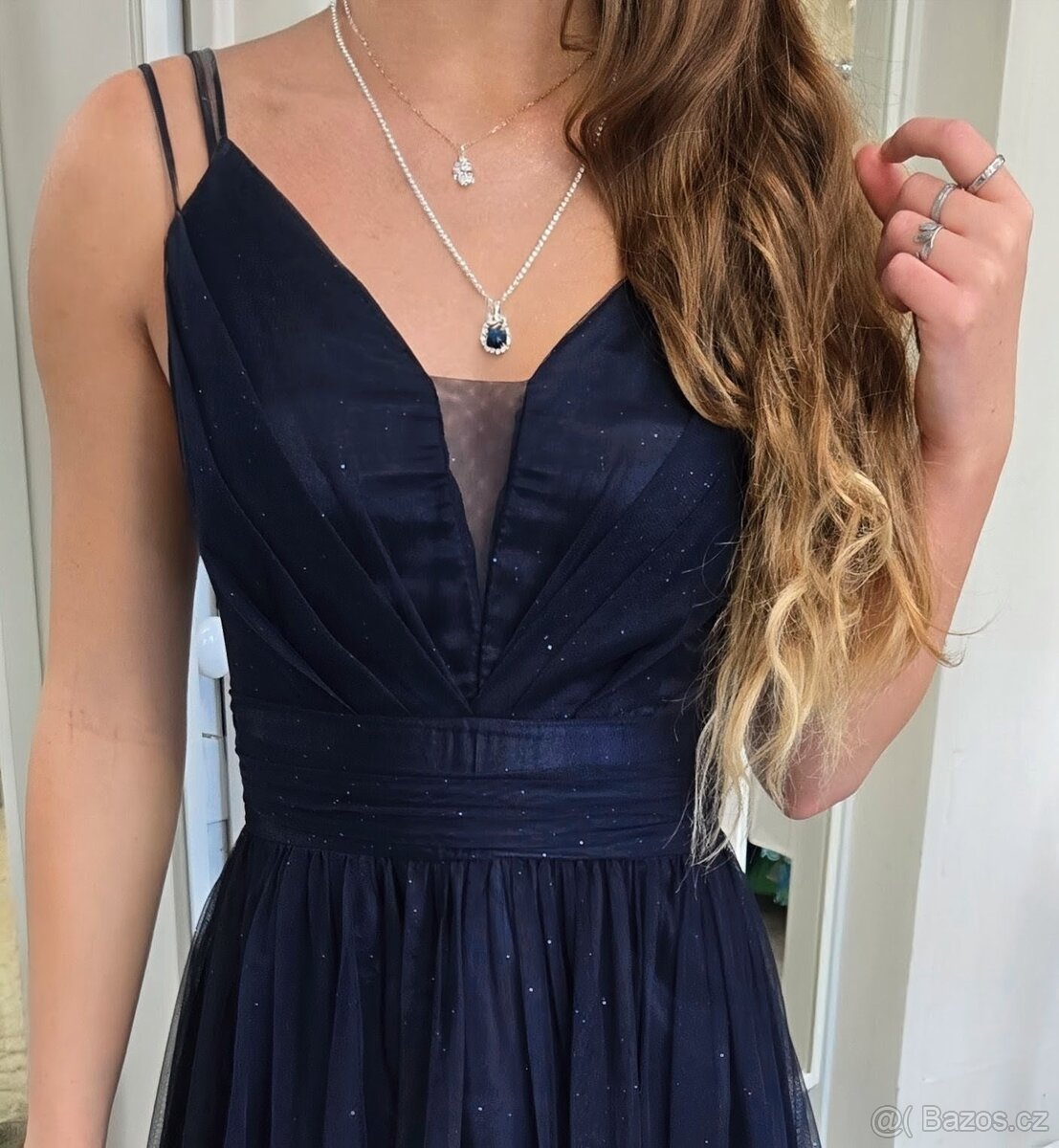 NOVÉ plesové šaty TŘPYTIVÉ MODRÉ - 2