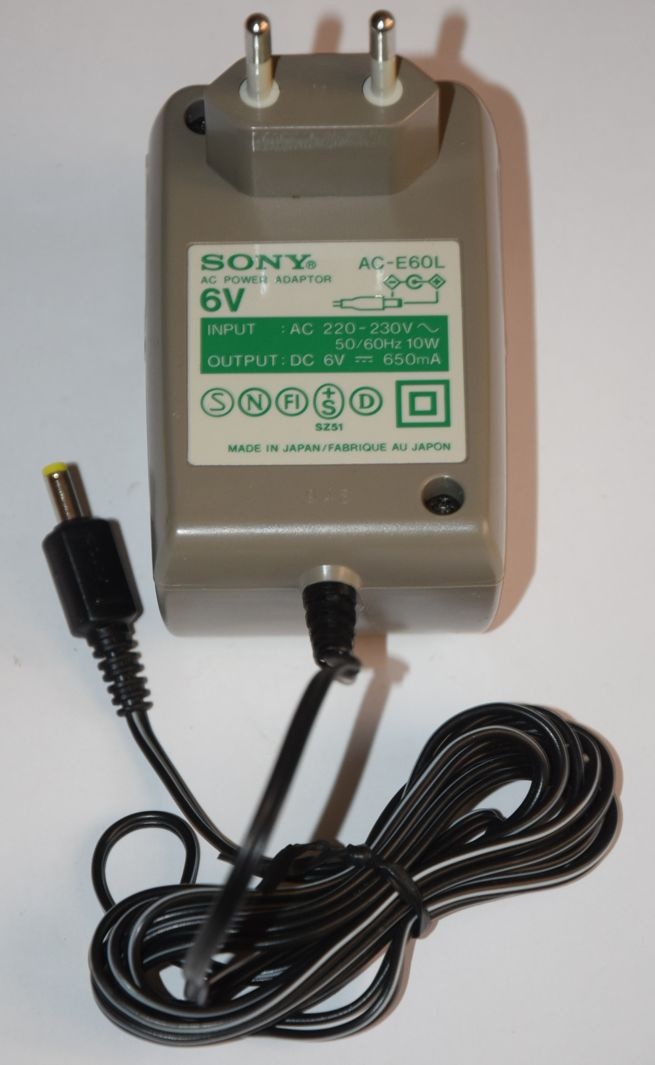 Nabíjecí adaptér original 6V pro minidisc/ discman/DAT/walkm - 2