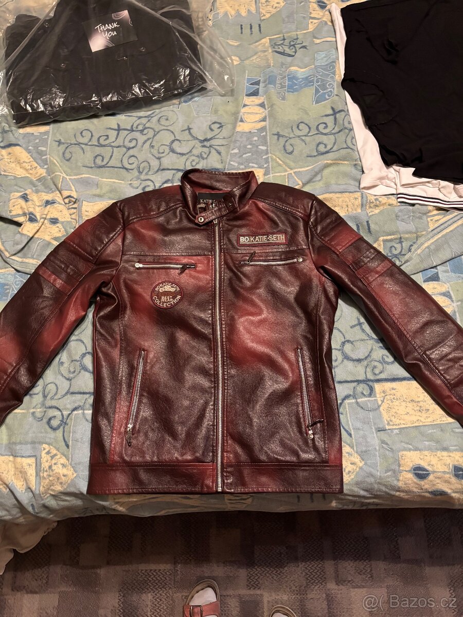 Pánská kožená bunda-motorkářská - 2