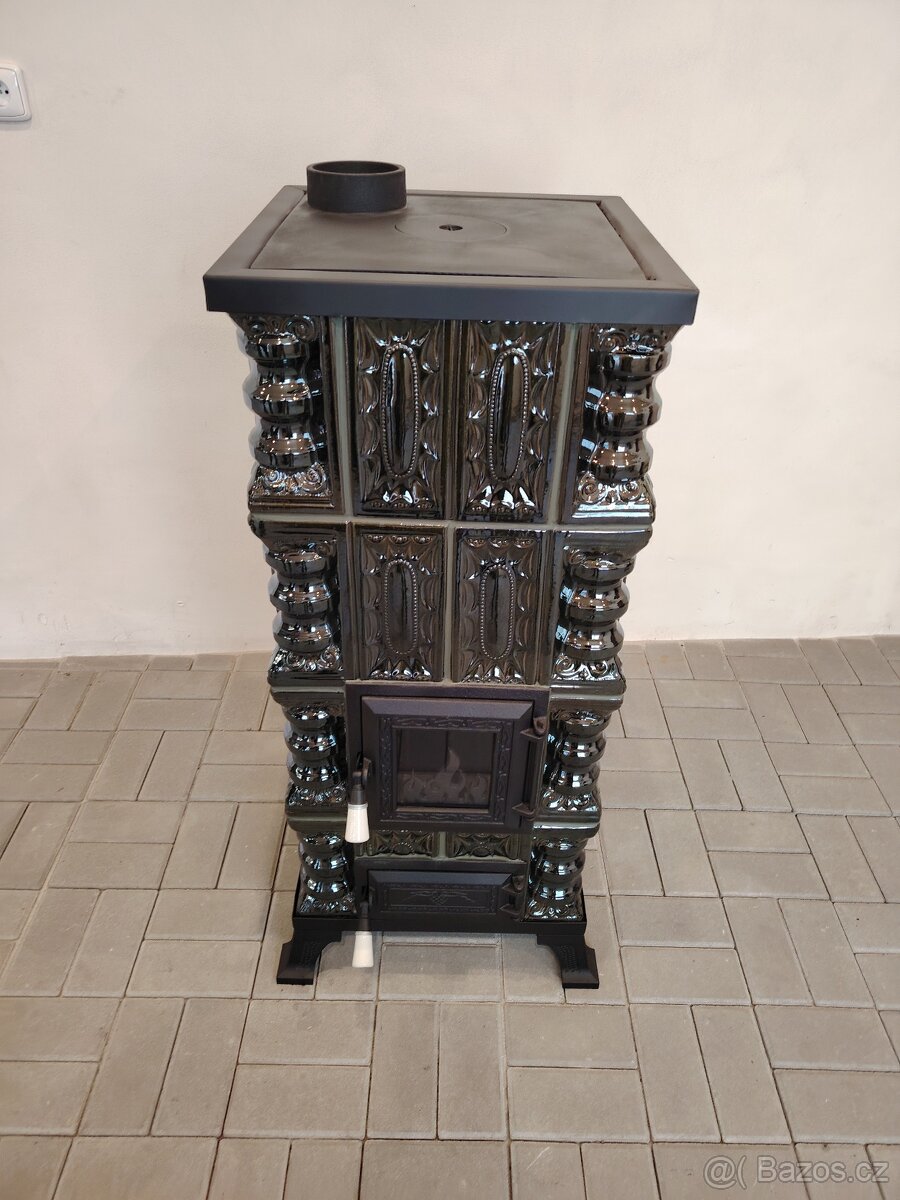 Kachlová kamna sporák Carmen s varnou deskou zelená - 2