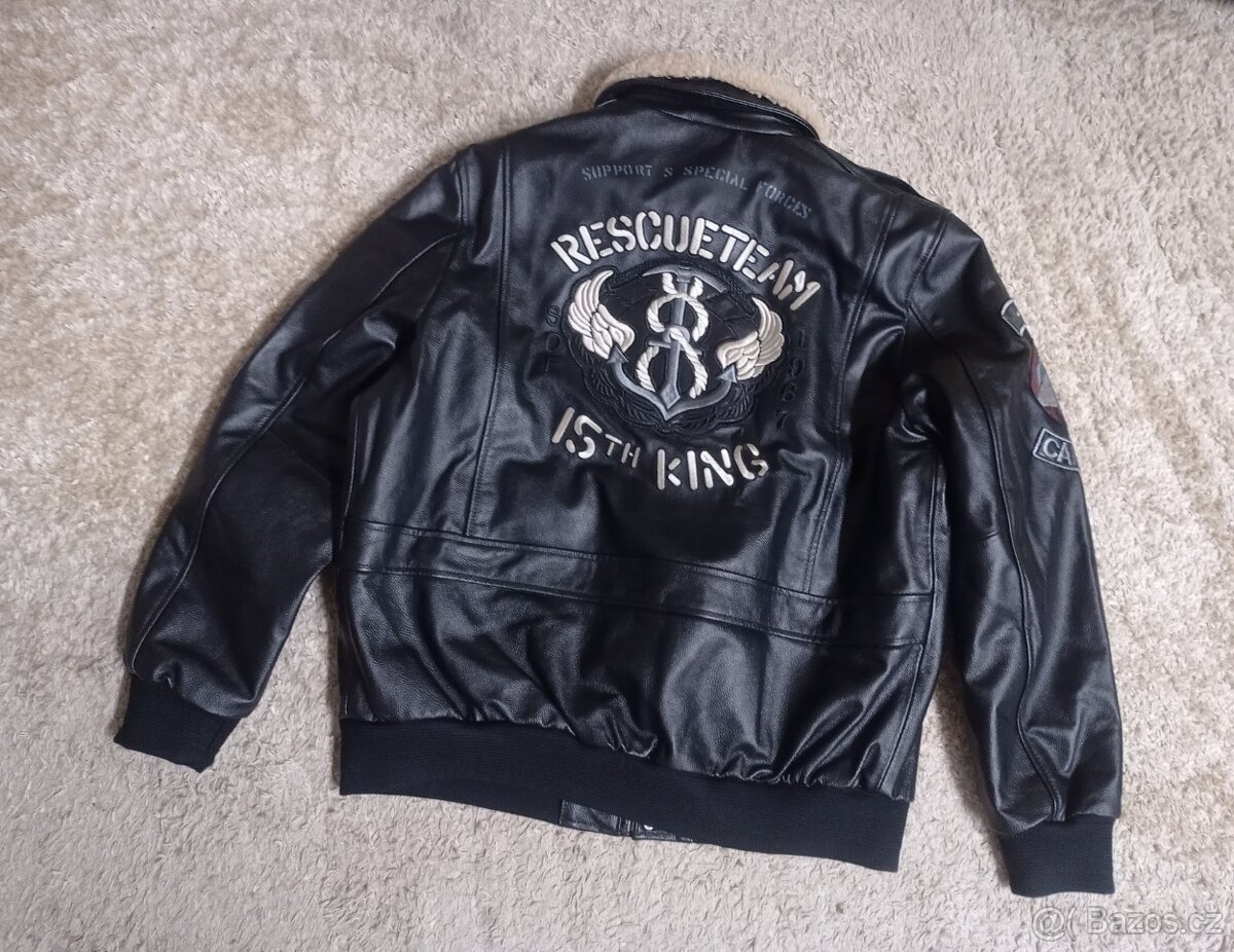 NOVÁ letecká kožená bunda s nášivkami - XXL - 2