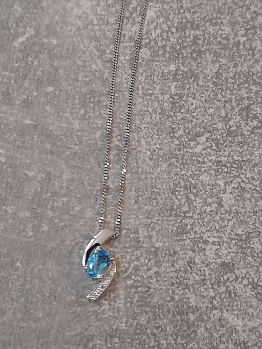 Dámský náhrdelník s přívěskem bílé zlato 375 9k - 2