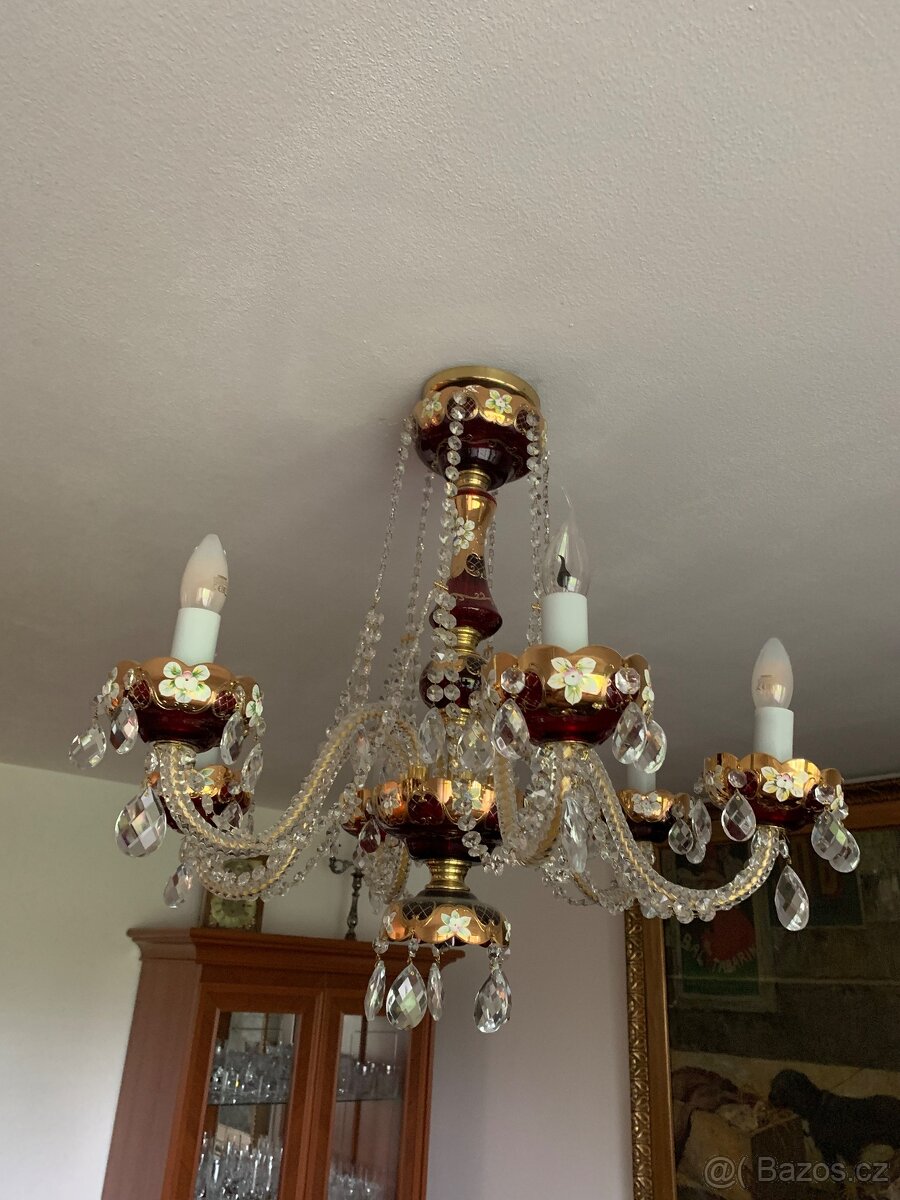 6-ti ramenný červený křišťálový lustr zdobený vysokými smalt - 2