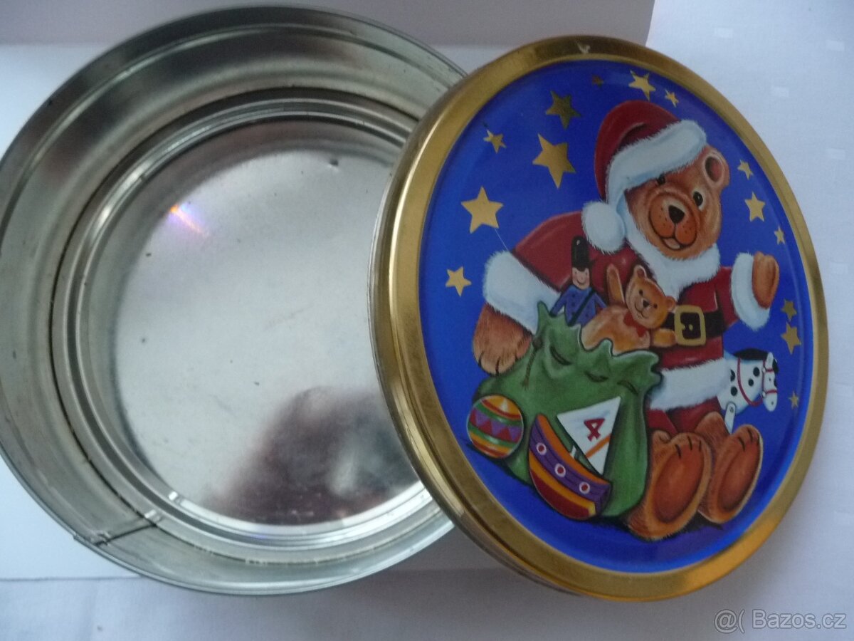 PLECHOVÁ KRABIČKA VÁNOČNÍ MOTIV, stav viz fota - 2