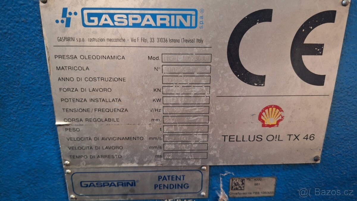 Ohraňovací lis CNC Gasparini PBS 105 - 2