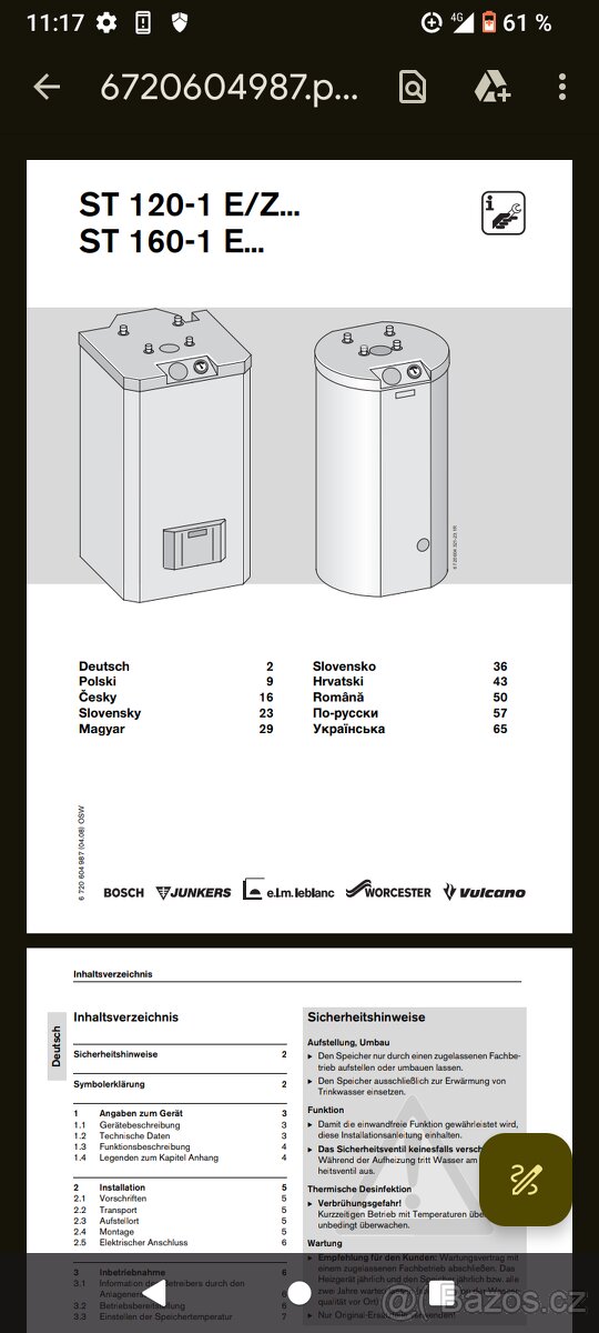 Plynovy kotel Junkers ST 120 - 1E - 2