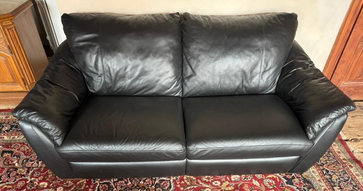 Černá kožená sedačka,5843 - 2