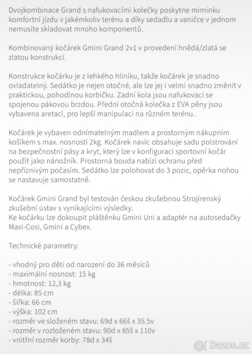 Prodám kočárek gmini grant - 2