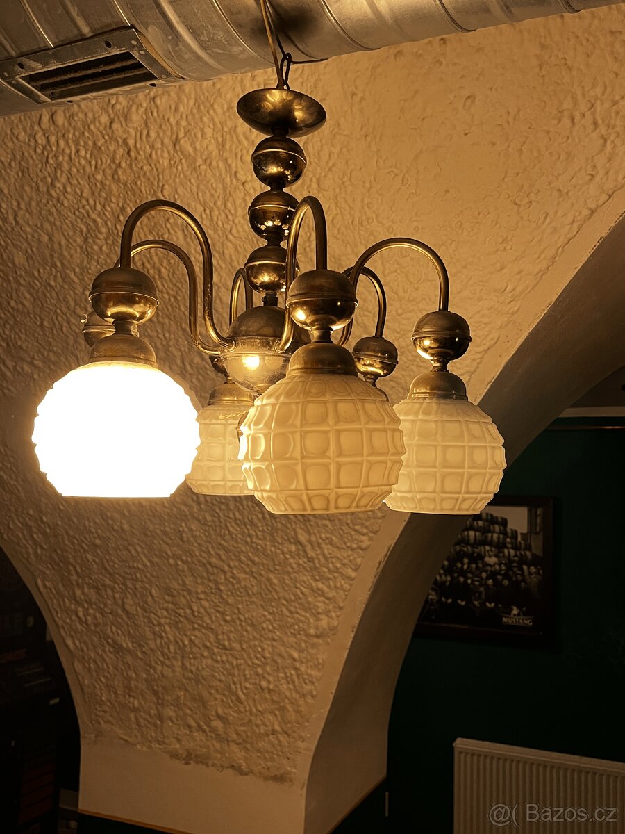 2x mosazný starožitný lustr - 2