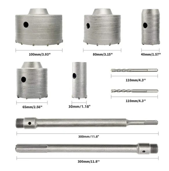 Sada korunkových vrtáků do betonu a zdiva – nová - 2