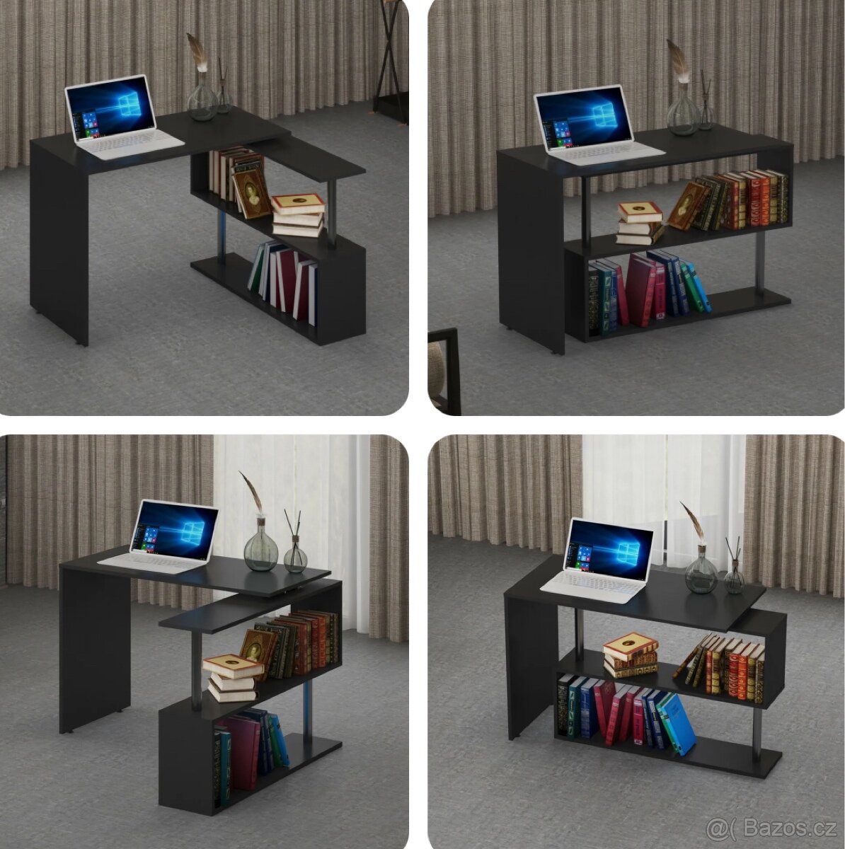 Otočný černý PC stolek - 50x102x75x100cm - 2 ks - NOVÉ - 2