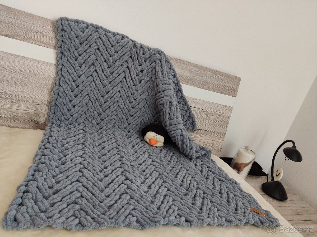 Pletená dětská deka šedá_ - 2