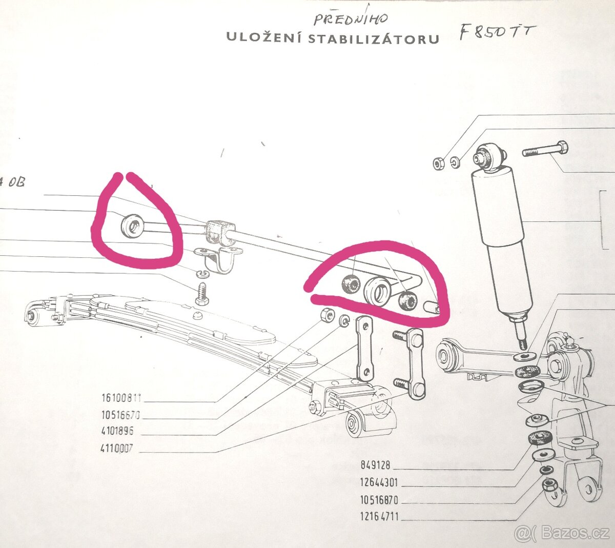 Sada silenbloků stabilizátoru Fiat 850 - 2