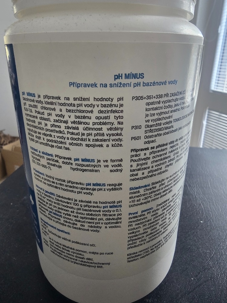 Snížení pH do bazénu – pH Mínus 2× (Vodnář) - 2