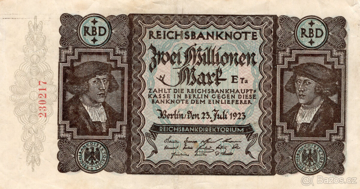 Německá bankovka 2 millionen Mark 1923, Pěkná - 2