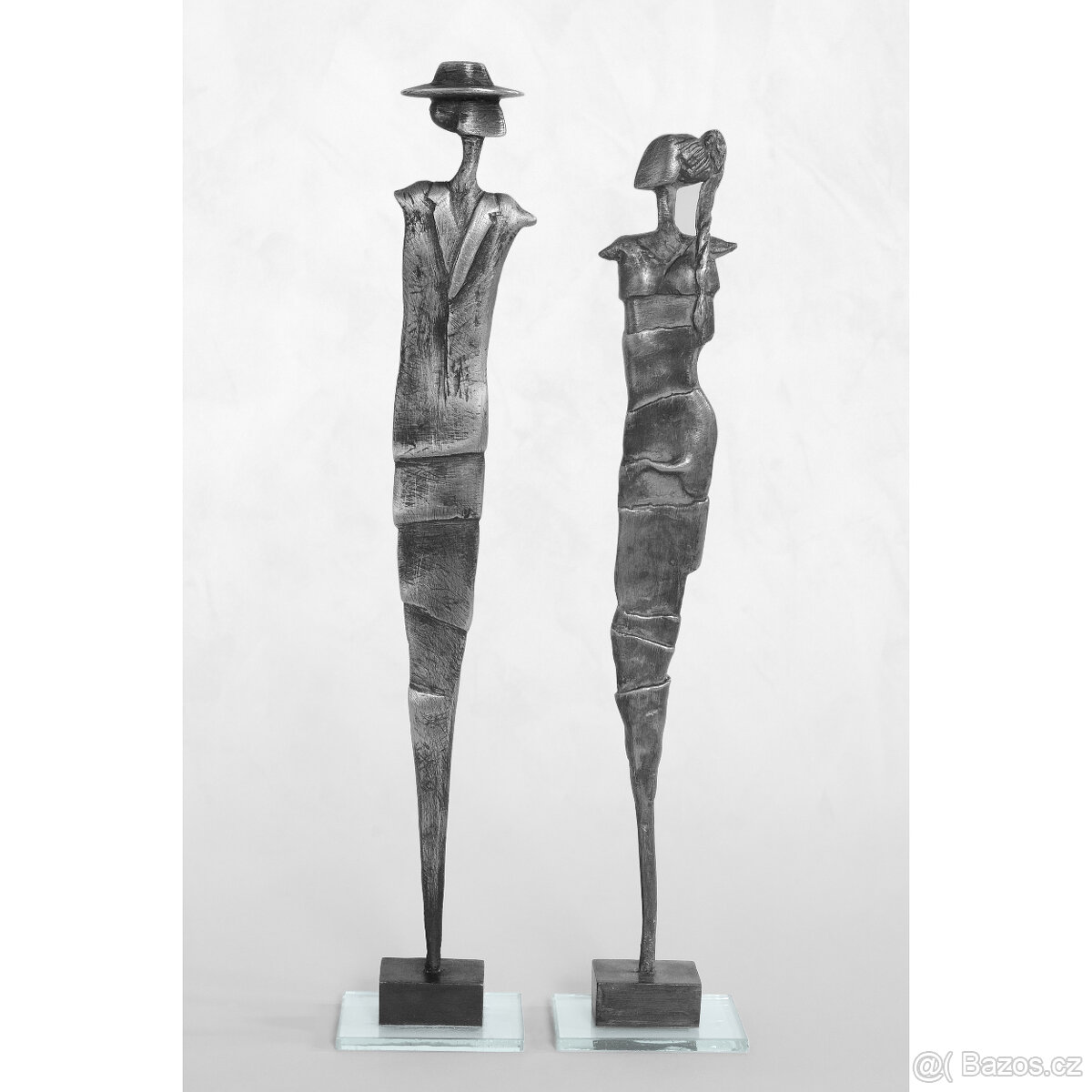 Svatební dar socha sochy svatba cín - Elegán a Dívka s copem - 2