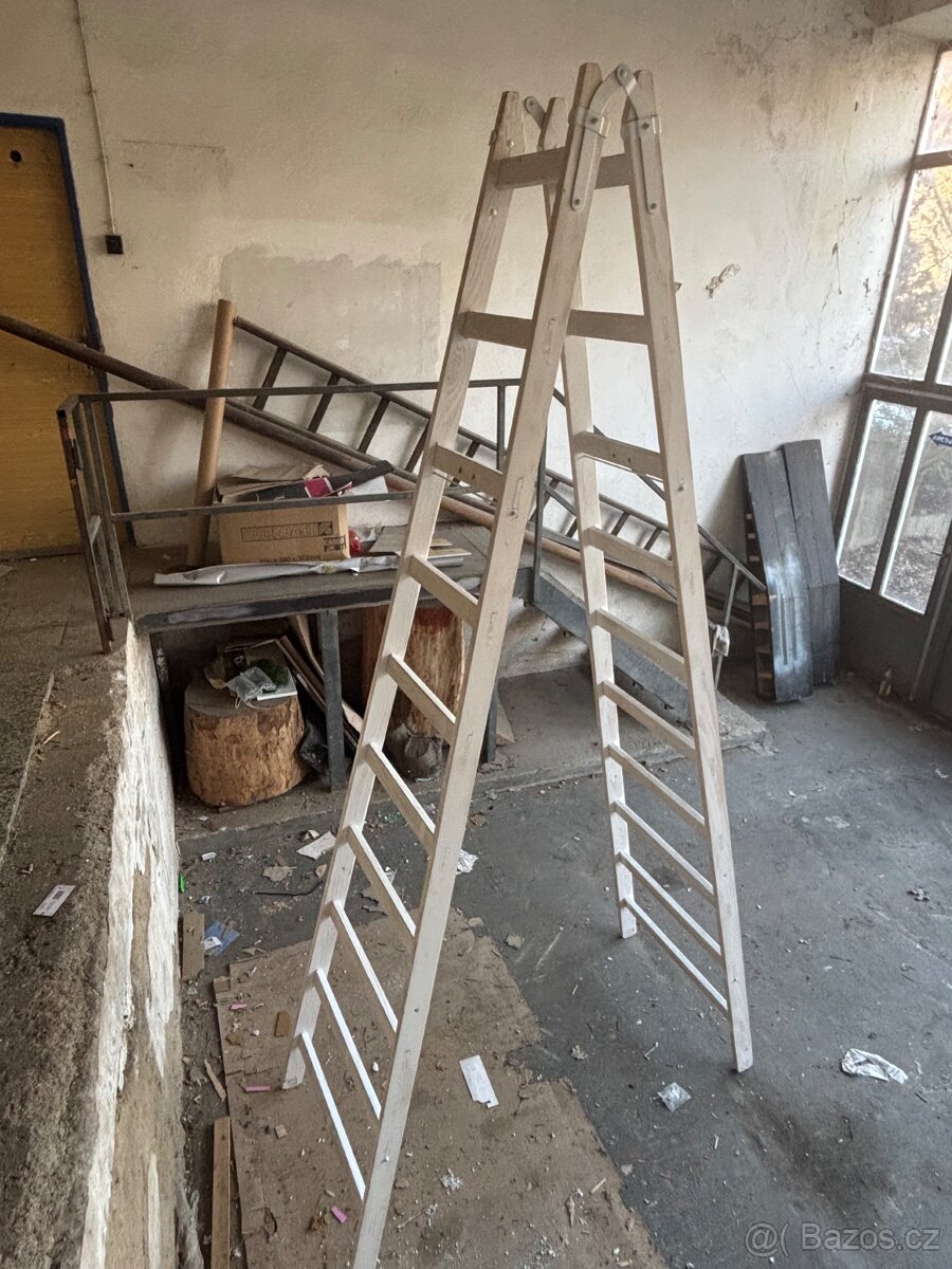 Dřevěné štafle, bílé, 2 x 10 příček - 2