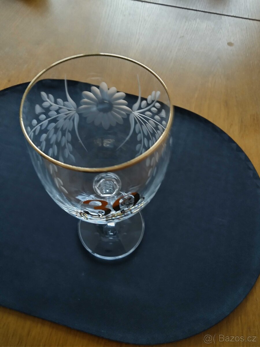 sklenička broušená - výročí 30 - 2