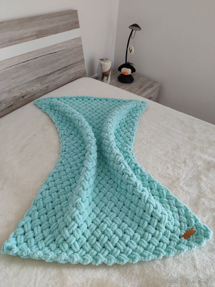 Pletená dětská deka mentolová - 2