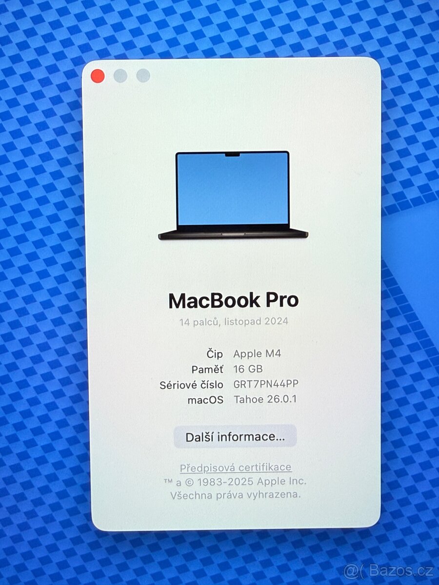 MacBook Pro M4 2024/16GB RAM/M4/512GB SSD/Záruka - 2