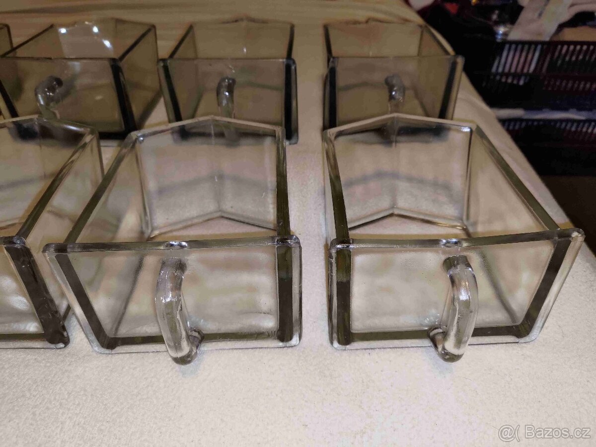 Skleněné dózy (šuplíčky) historické velké - 2