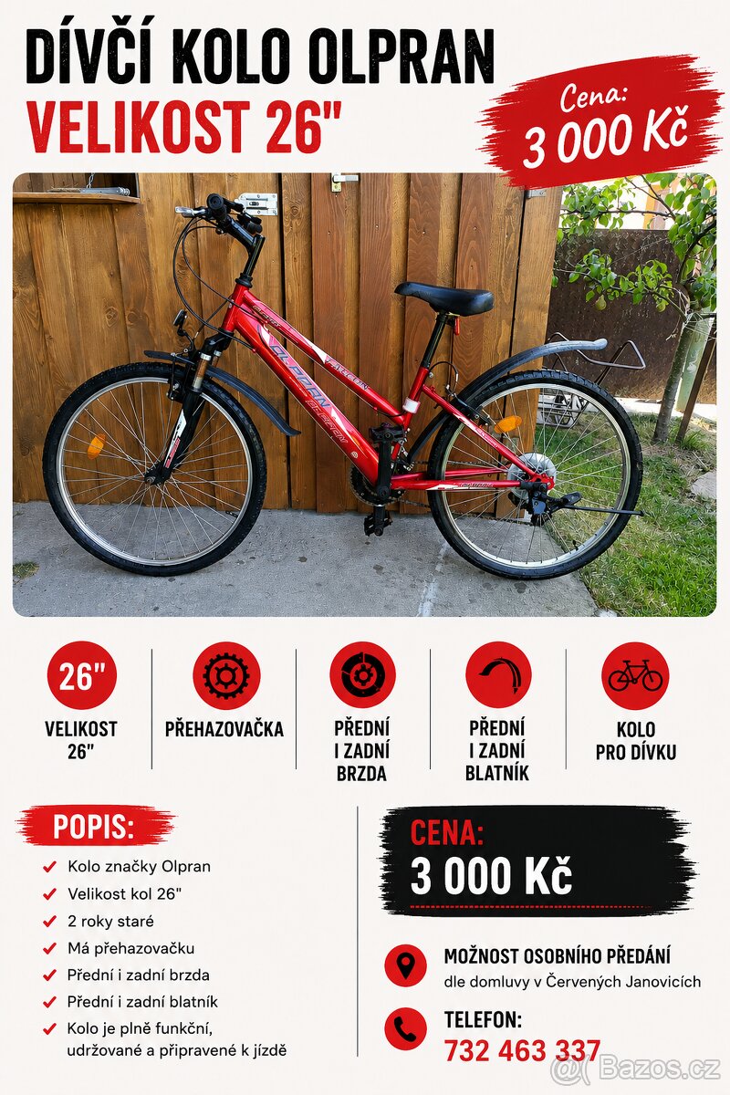 Dívčí kolo Olpran, velikost 26 - 2