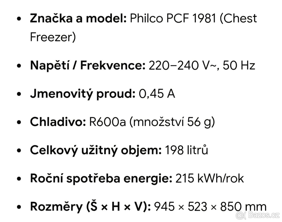Pultový mrazák Philco - 2