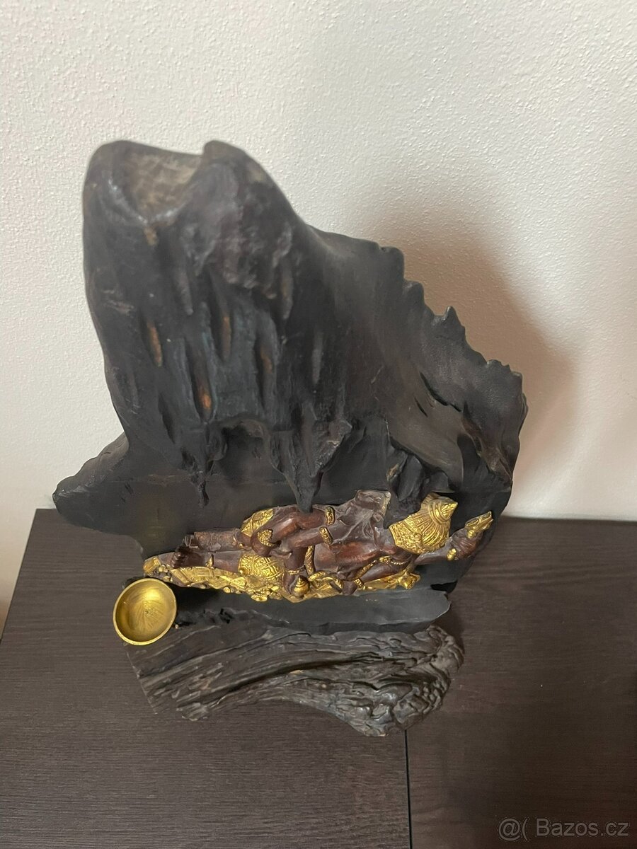 Dřevěná socha Ganéša s držákem na čajovou svíčku - 2