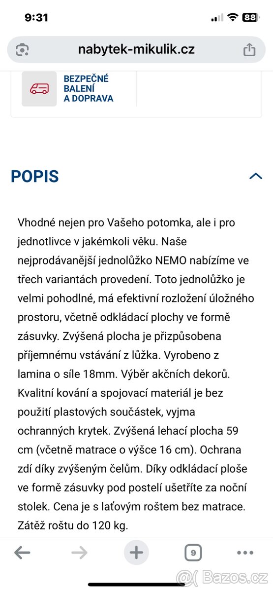 Dvě Nemo postele 90x200 2ks ( lze prodat i po kuse) - 2