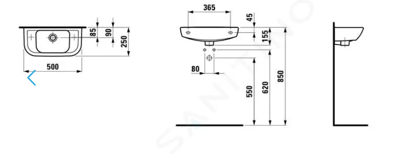 keramické umývátko LAUFEN Pro - 50 x 25 cm - 2