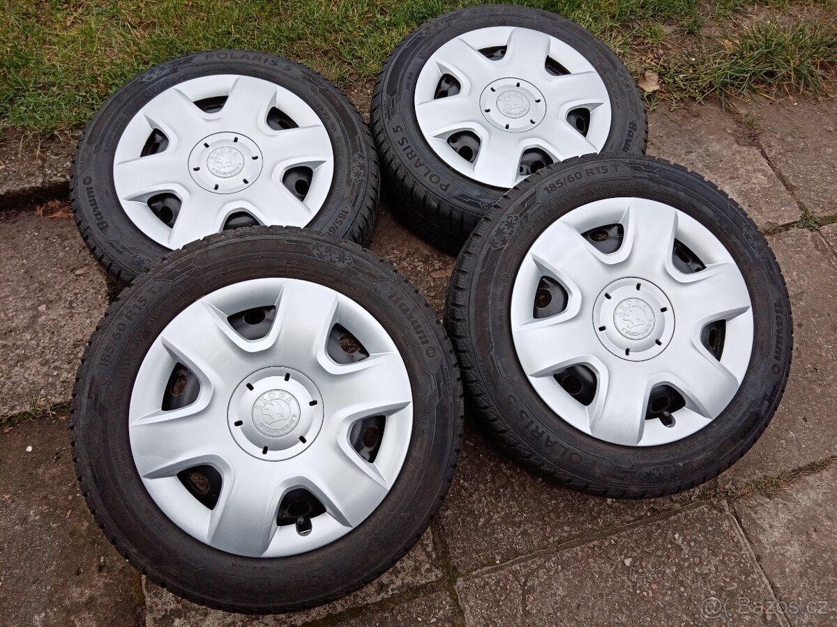 Zimní kola 15ky 5x100 pneu 99% Škoda Vw Seat Audi - dobírka - 2
