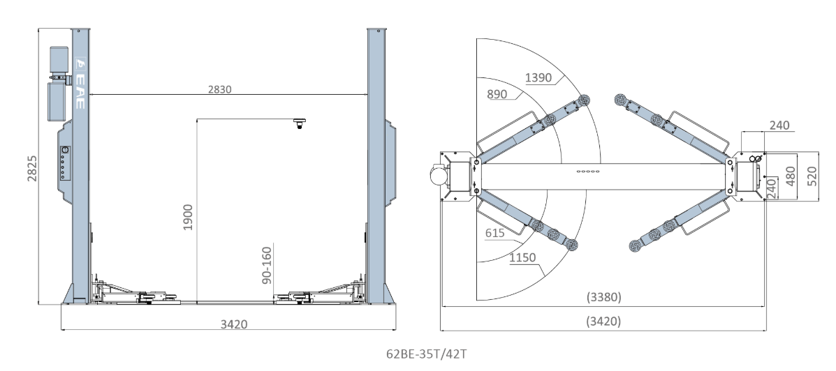 Dvousloupový zvedák 4,2 t - výprodej - 2