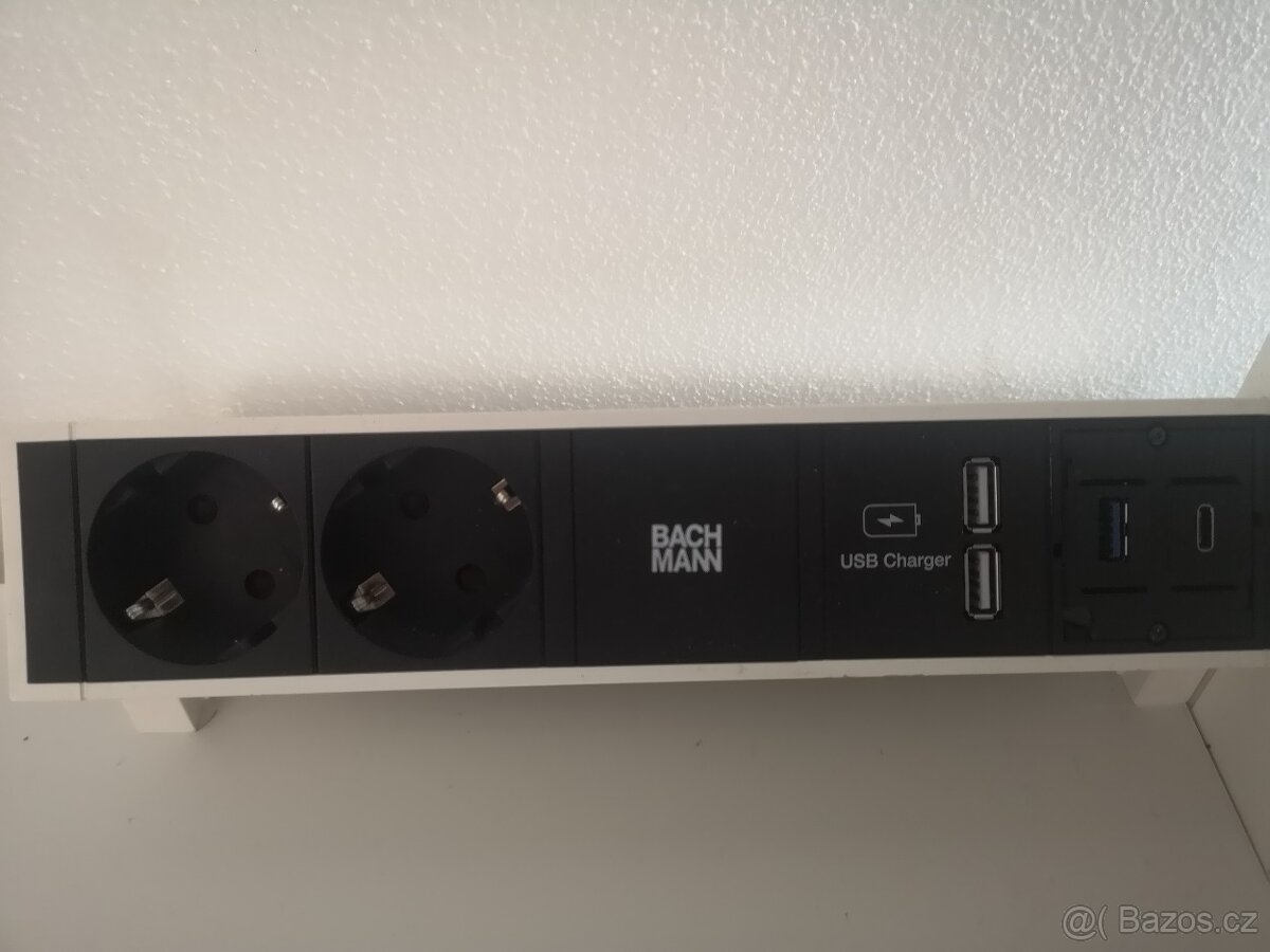 Zásuvková lišta Bachmann 230v 2x USB + modul do PC - 2