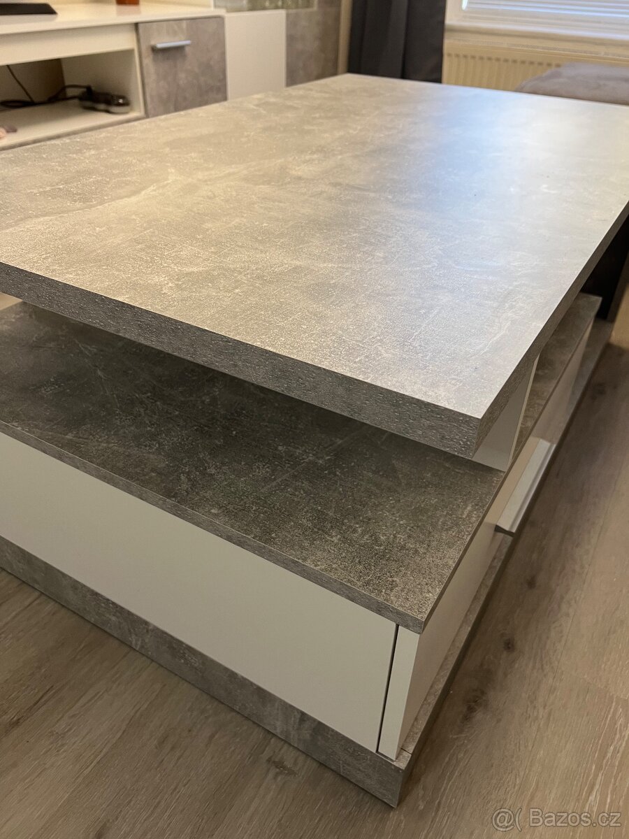 Konferenční stolek IGUAN - beton/bíla - 2