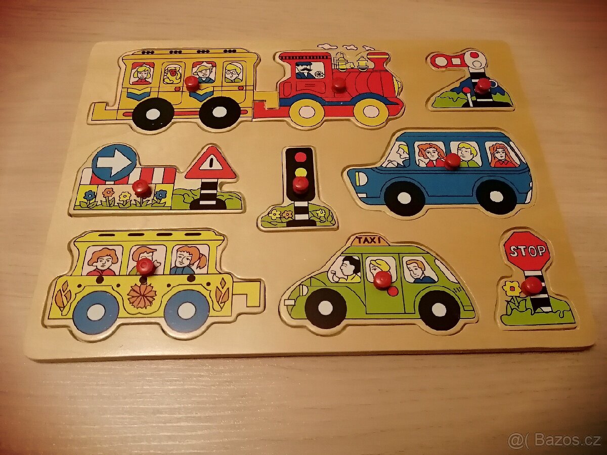 7x Puzzle Krteček, autíčka, zvířátka. - 2